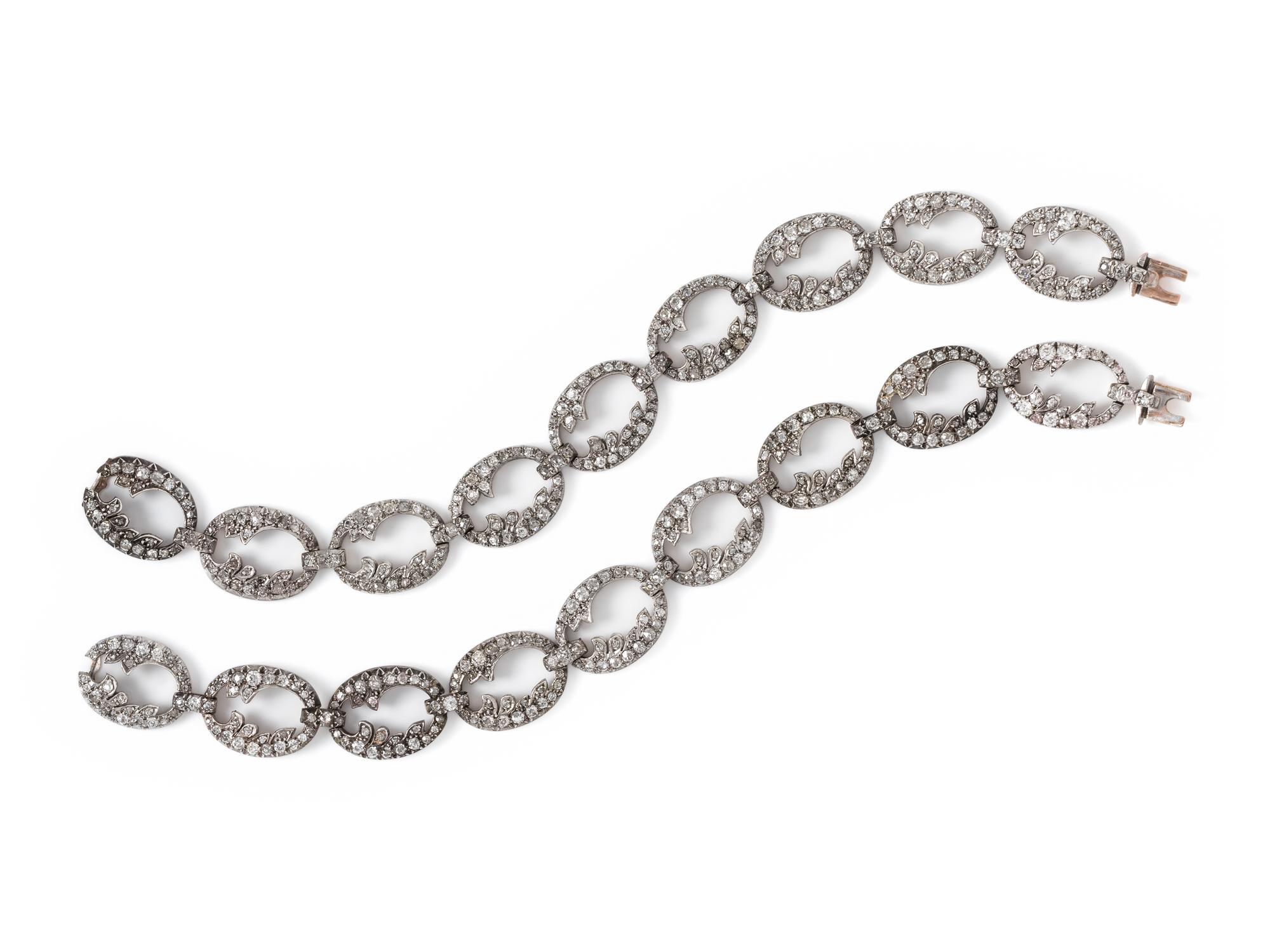 ANTIQUE, CONVERTIBLE DIAMOND NECKLACE/BRACELET SET