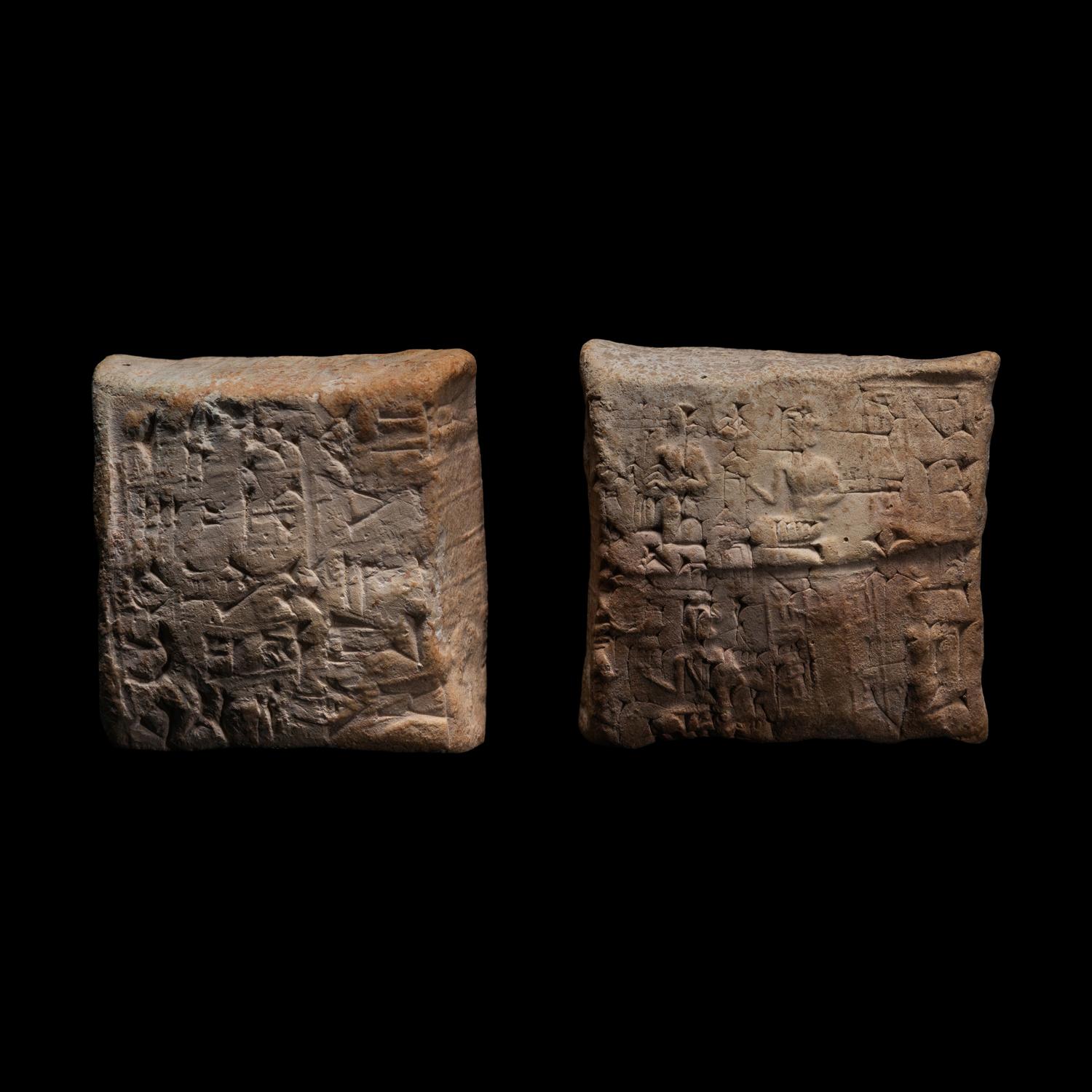 Two Sumerian Clay Cuneiform Pillow Tablets