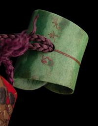 A Japanese Inlaid Gold and Red Lacquer Three-Case Inro