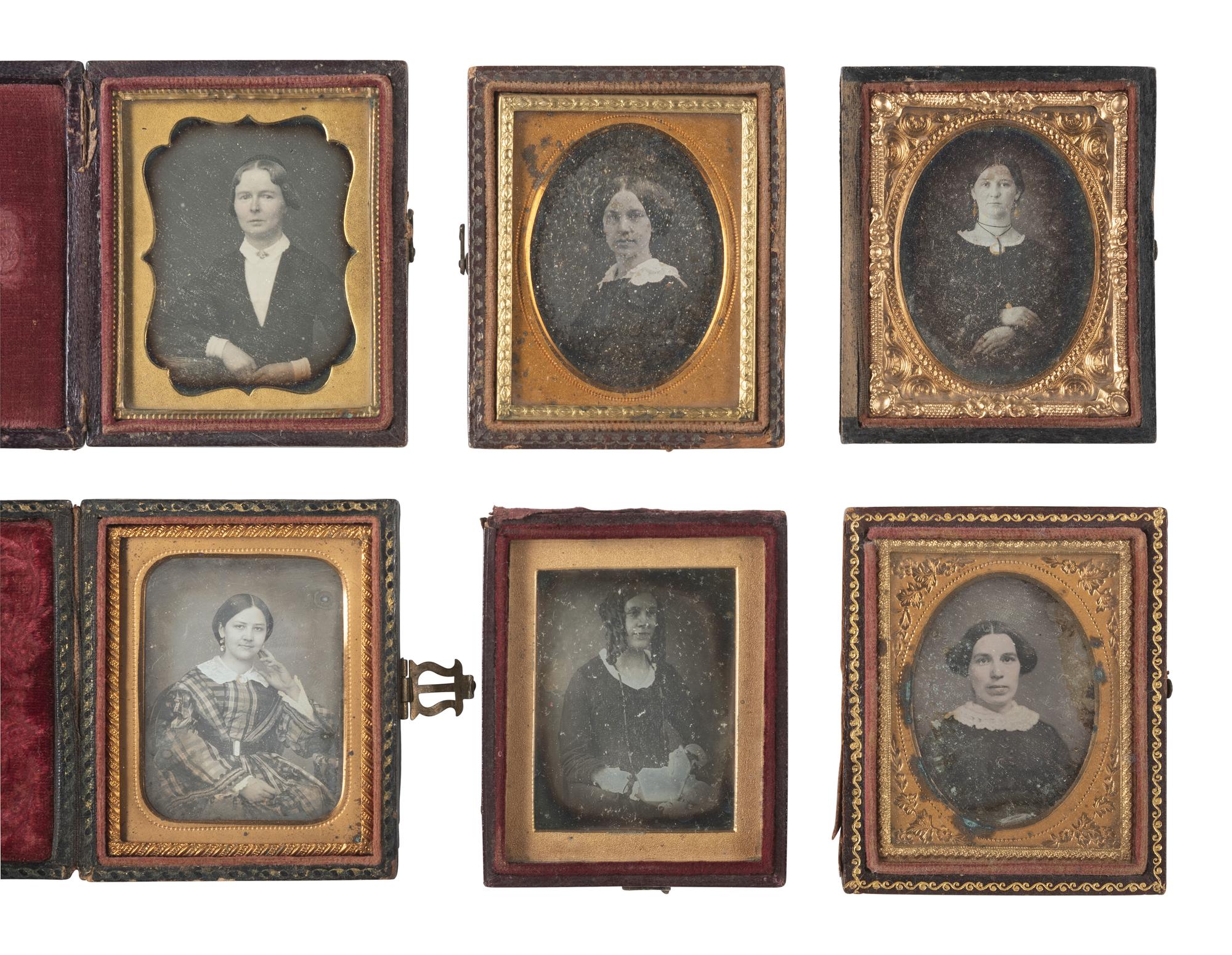 [EARLY PHOTOGRAPHY]. 30 ninth plate daguerreotype portraits of women of varying ages.