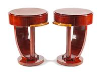 A Pair of Art Deco Style Side Tables Height 26 x diameter of top 19 1/2 inches.