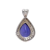 TANZANITE AND DIAMOND PENDANT ON REVERSIBLE BICOLOR OMEGA CHAIN