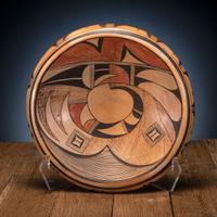Polychrome Pottery Bowl, with Hopi Villages Sticker