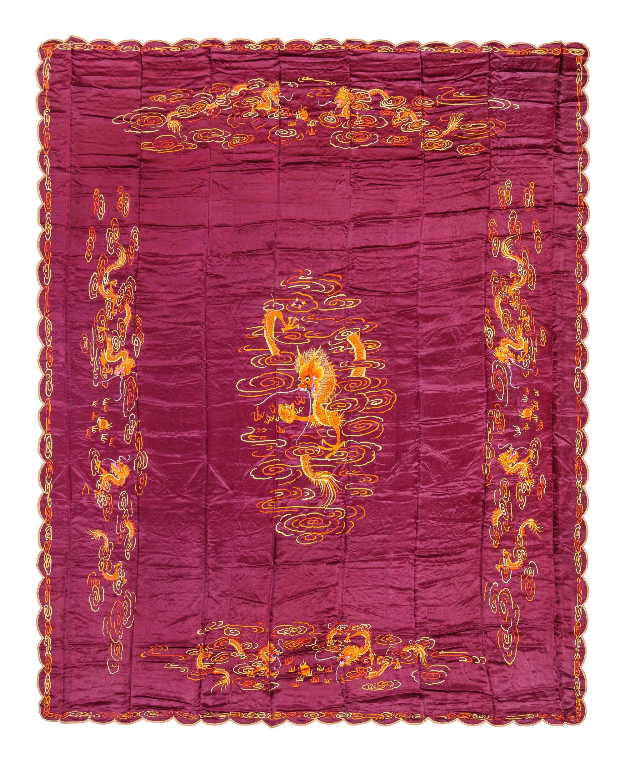 Six Chinese Embroidered Silk Panels