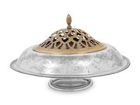 An American Silver Centerpiece Bowl with a Pierced Brass Flower Frog