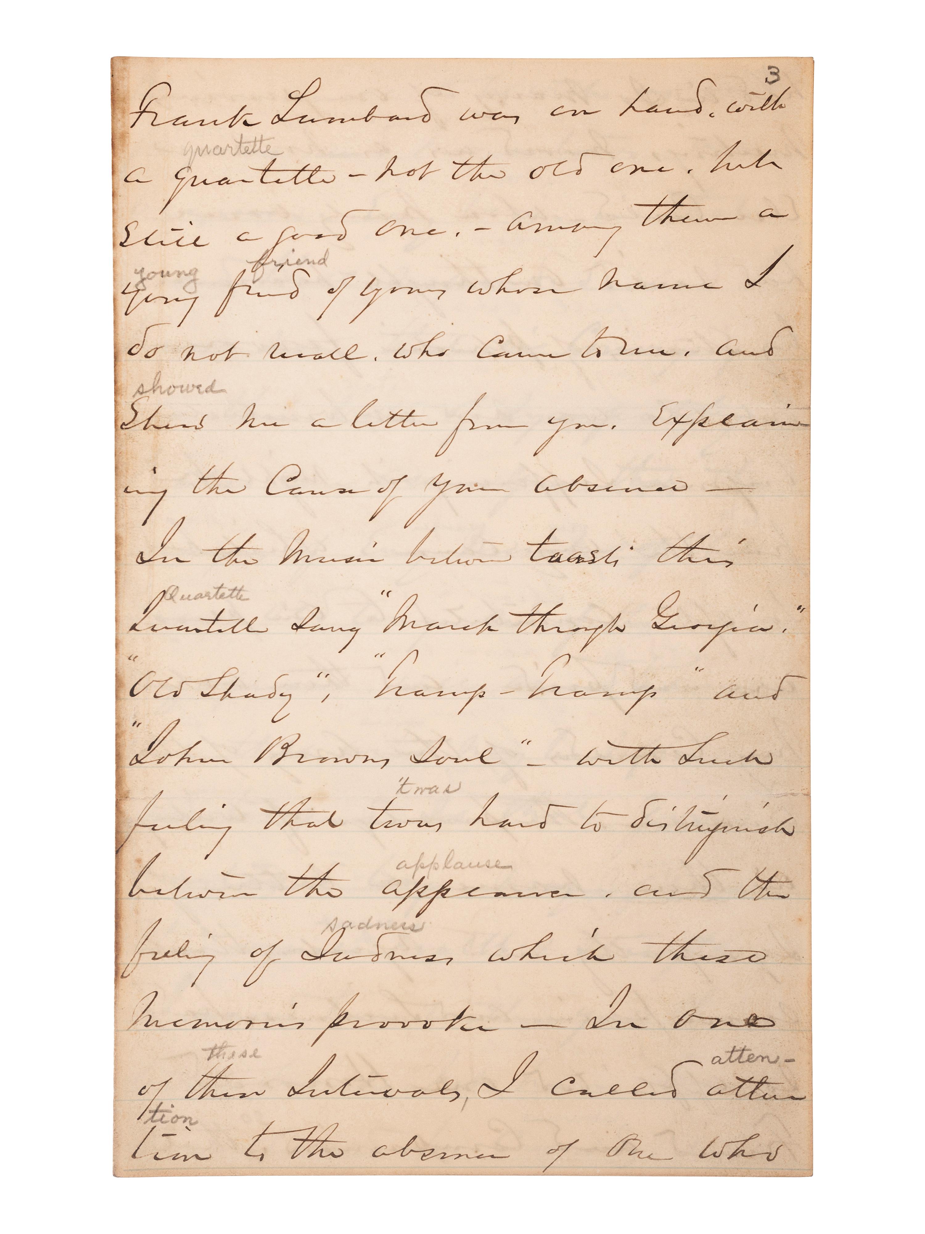 [CIVIL WAR]. A group of 3 autographed items, highlighted by: SHERMAN, William Tecumseh (1820-1891). Autograph letter signed ("W.T. Sherman") as Commanding General of the US Army. Washington, DC. 24 November 1874.