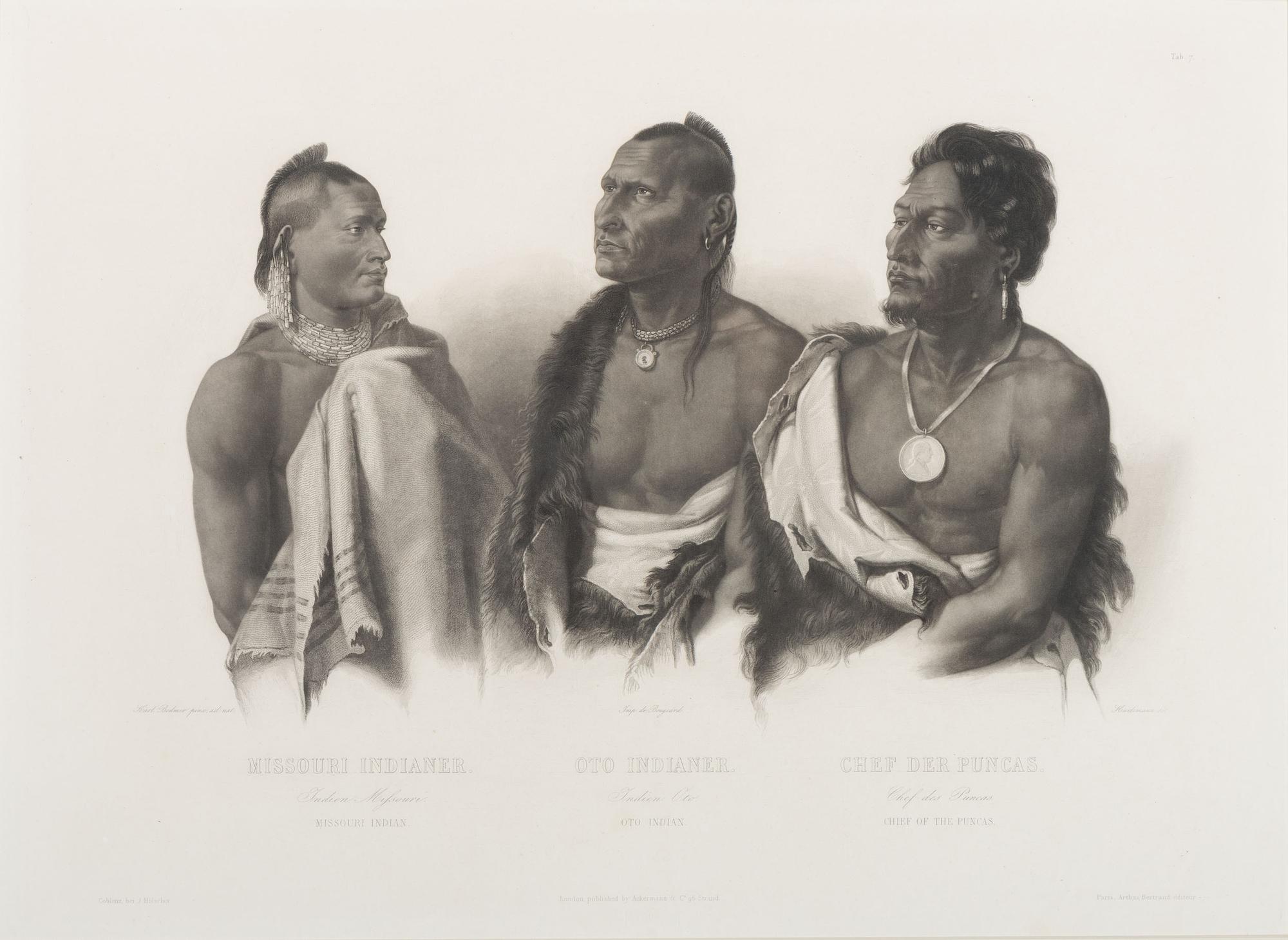 BODMER, Karl (1809-1893). ACKERMAN & Co., publisher. Missouri Indian, Oto Indian, Chief of the Puncas .