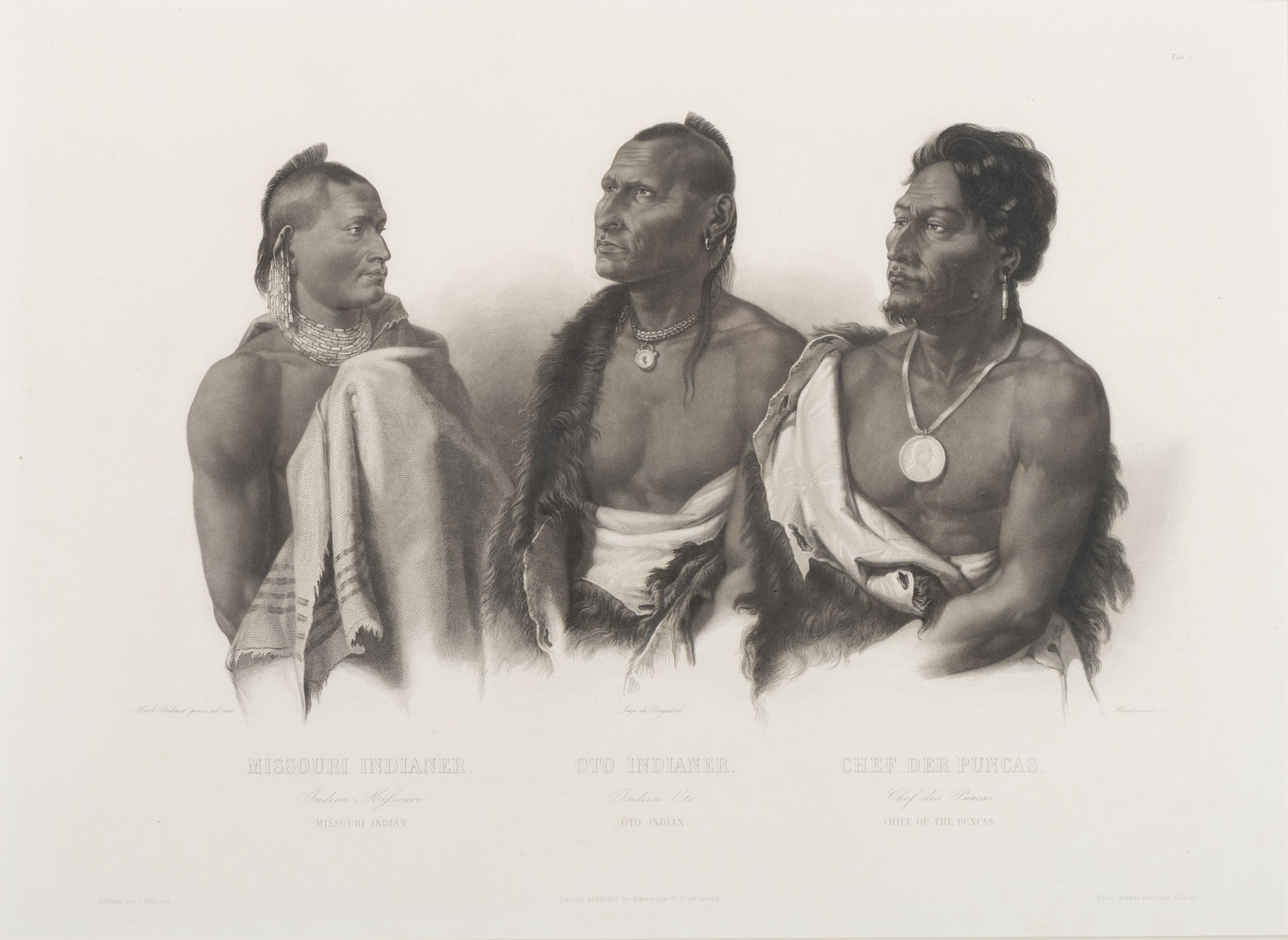 BODMER, Karl (1809-1893). ACKERMAN & Co., publisher. Missouri Indian, Oto Indian, Chief of the Puncas .