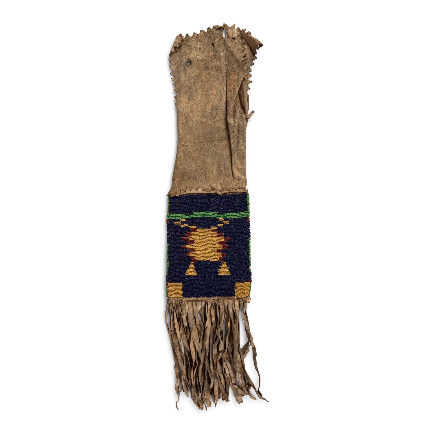 Plains Cree Beaded Hide Tobacco Bag