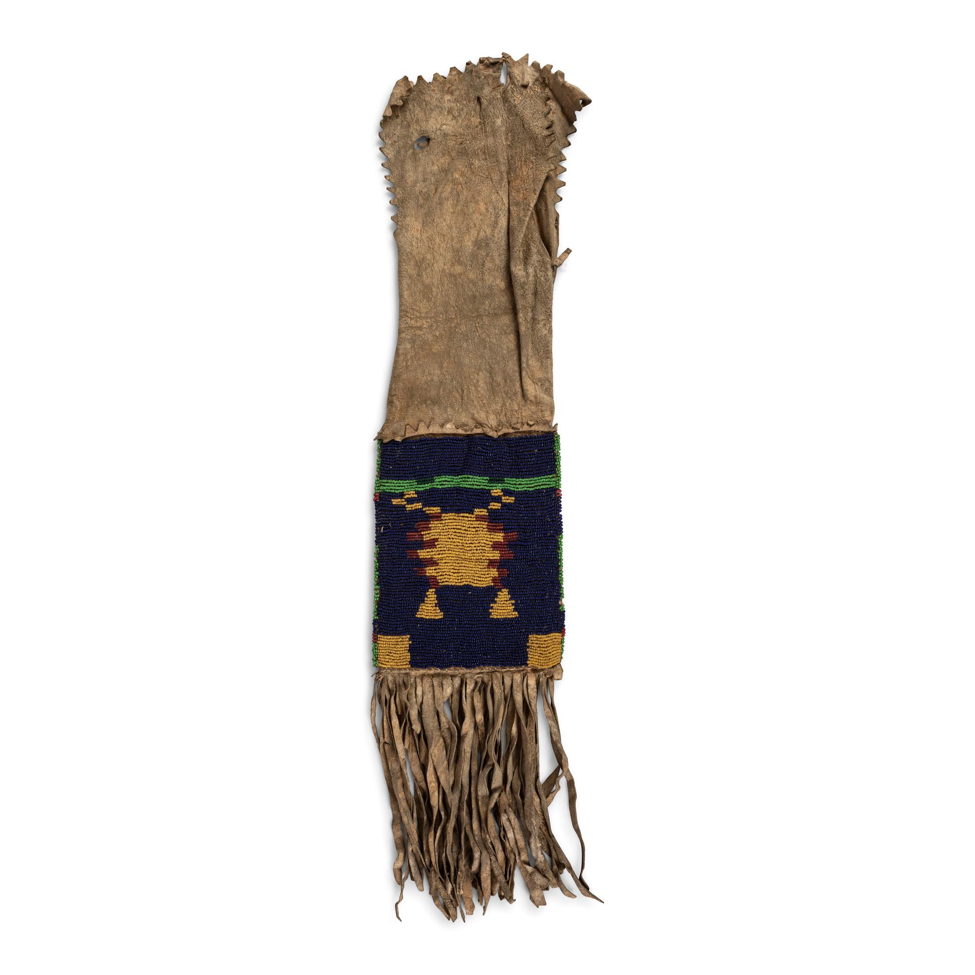 Plains Cree Beaded Hide Tobacco Bag