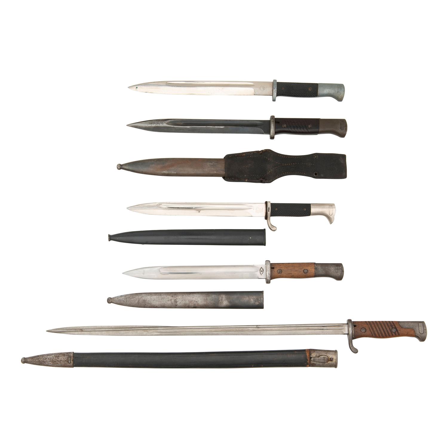 Lot of 5 German Bayonets Including: Fire Service, M1884/98, and M1898