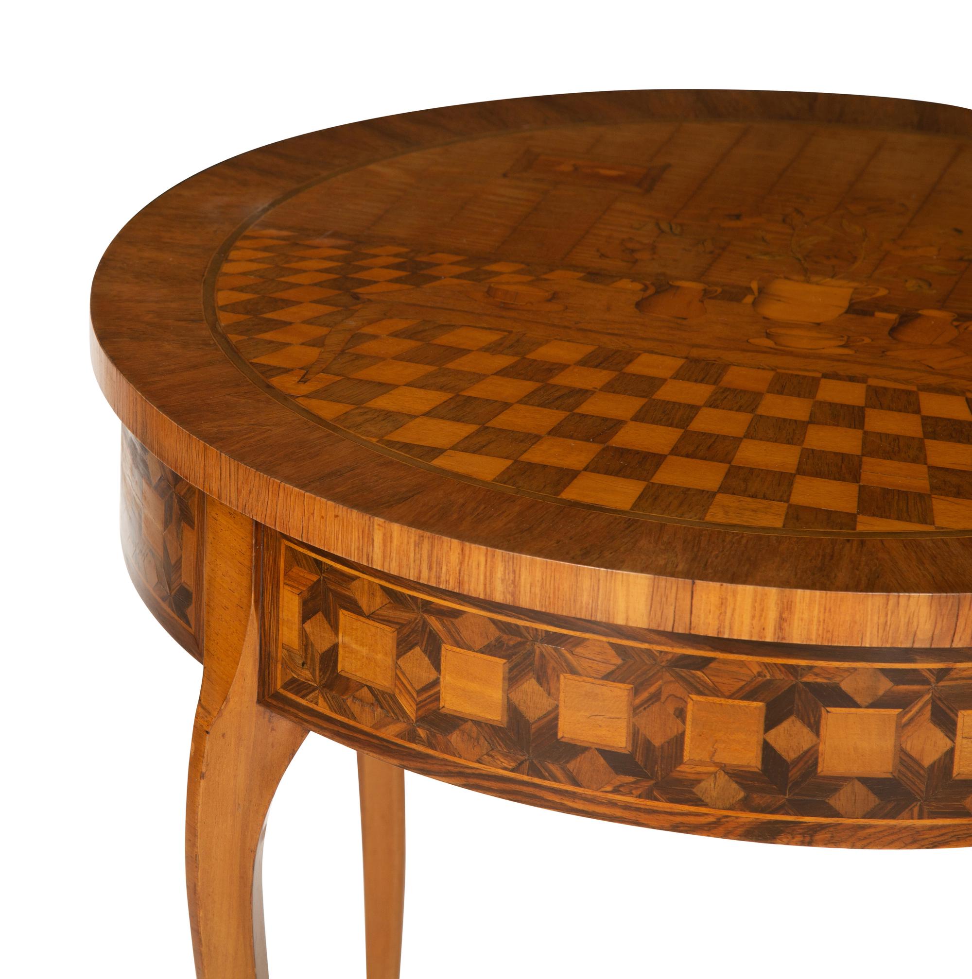 A Louis XV/XVI Transitional Style Marquetry Occasional Table