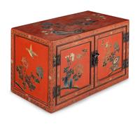 A Chinese Painted and Red Lacquered Chest