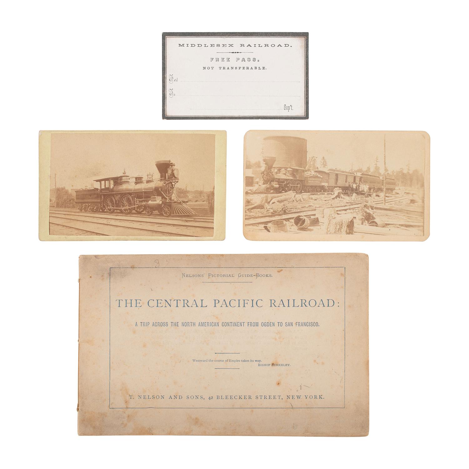 [Early Photography] G roup of 24 Photographs and Ephemera with Railroad Interest