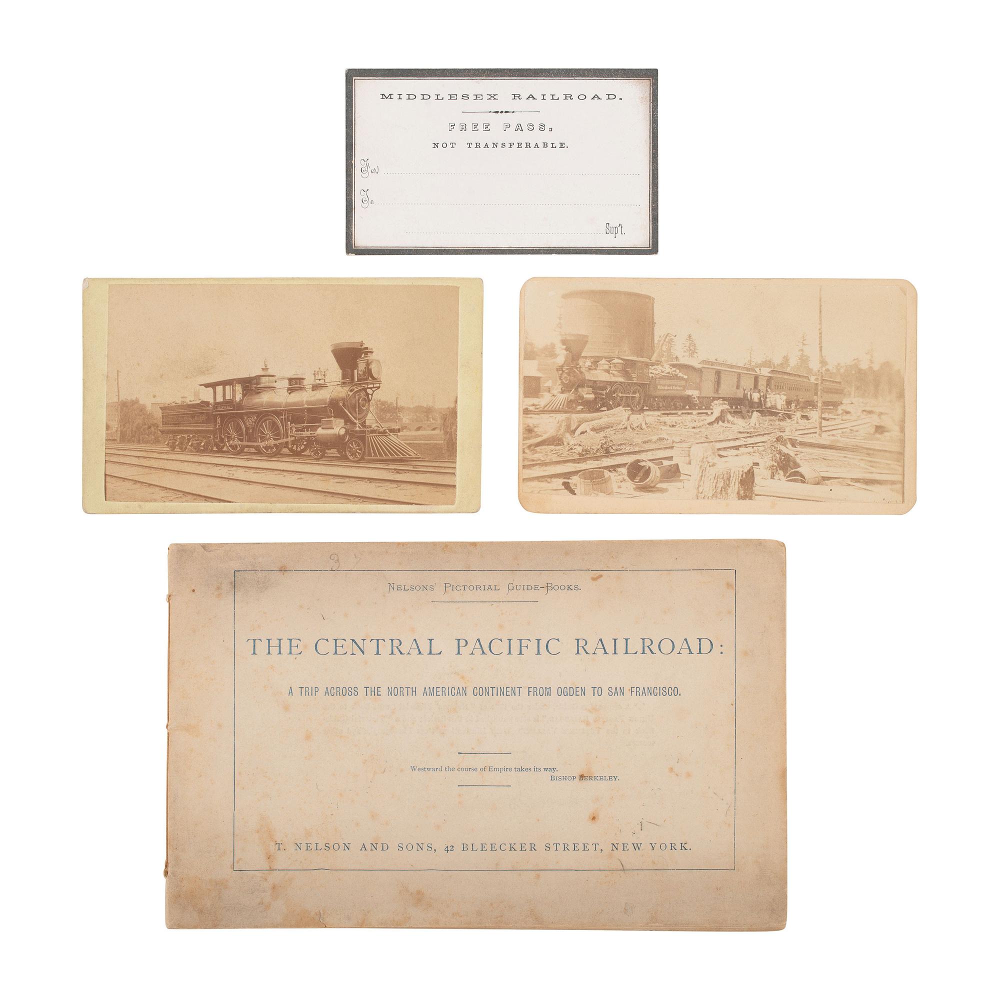 [Early Photography] G roup of 24 Photographs and Ephemera with Railroad Interest