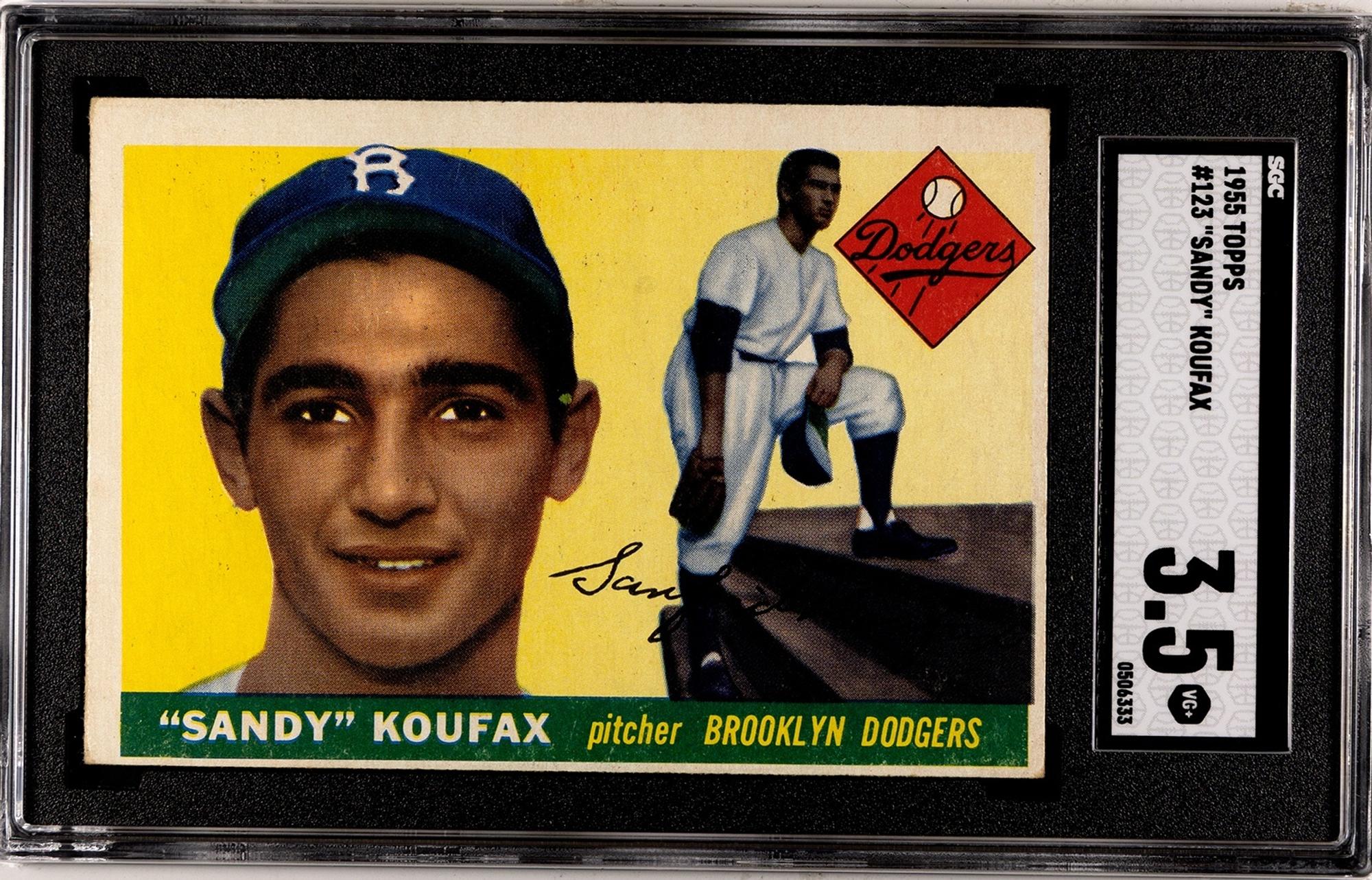 A 1955 Topps Sandy Koufax Rookie Baseball Card No. 123 (SGC 3.5 VG+)