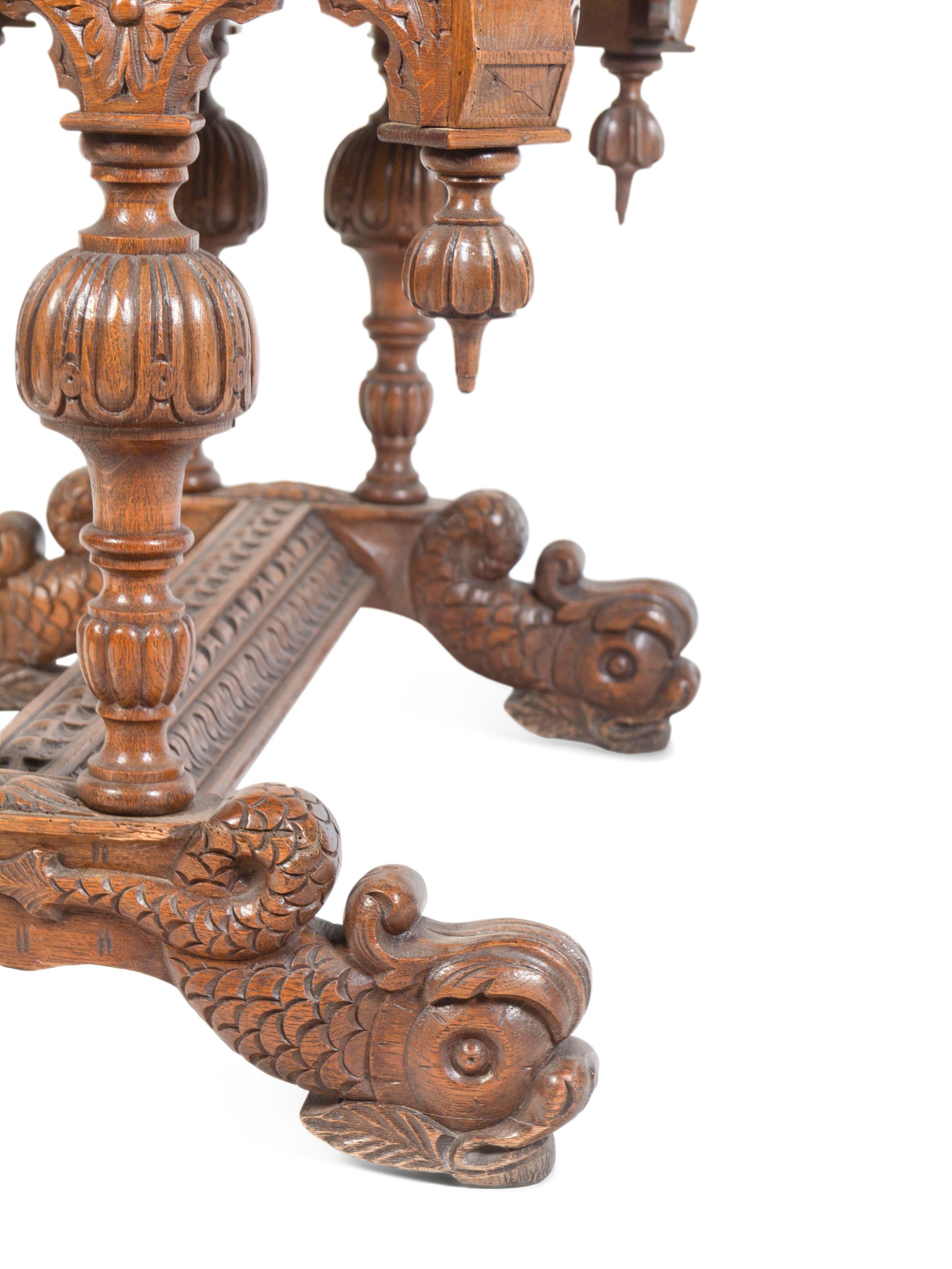 A Renaissance Revival Carved Oak Library Table in the Style of R.J. Horner