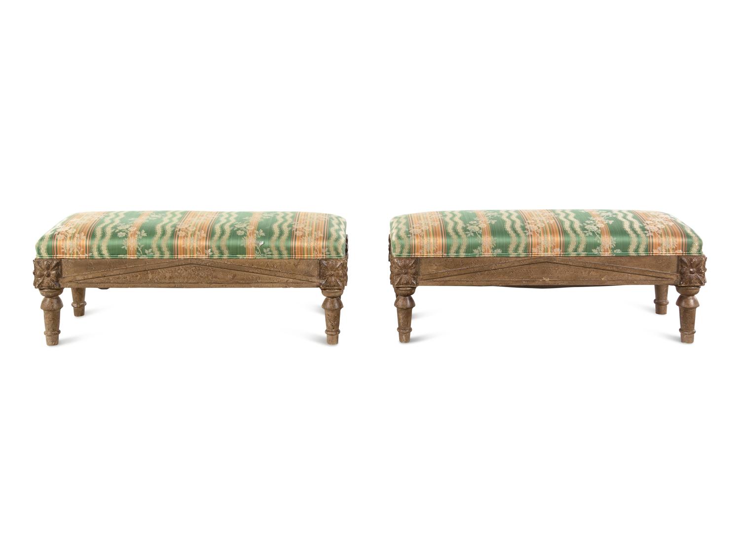 A Pair of Upholstered Foot Stools