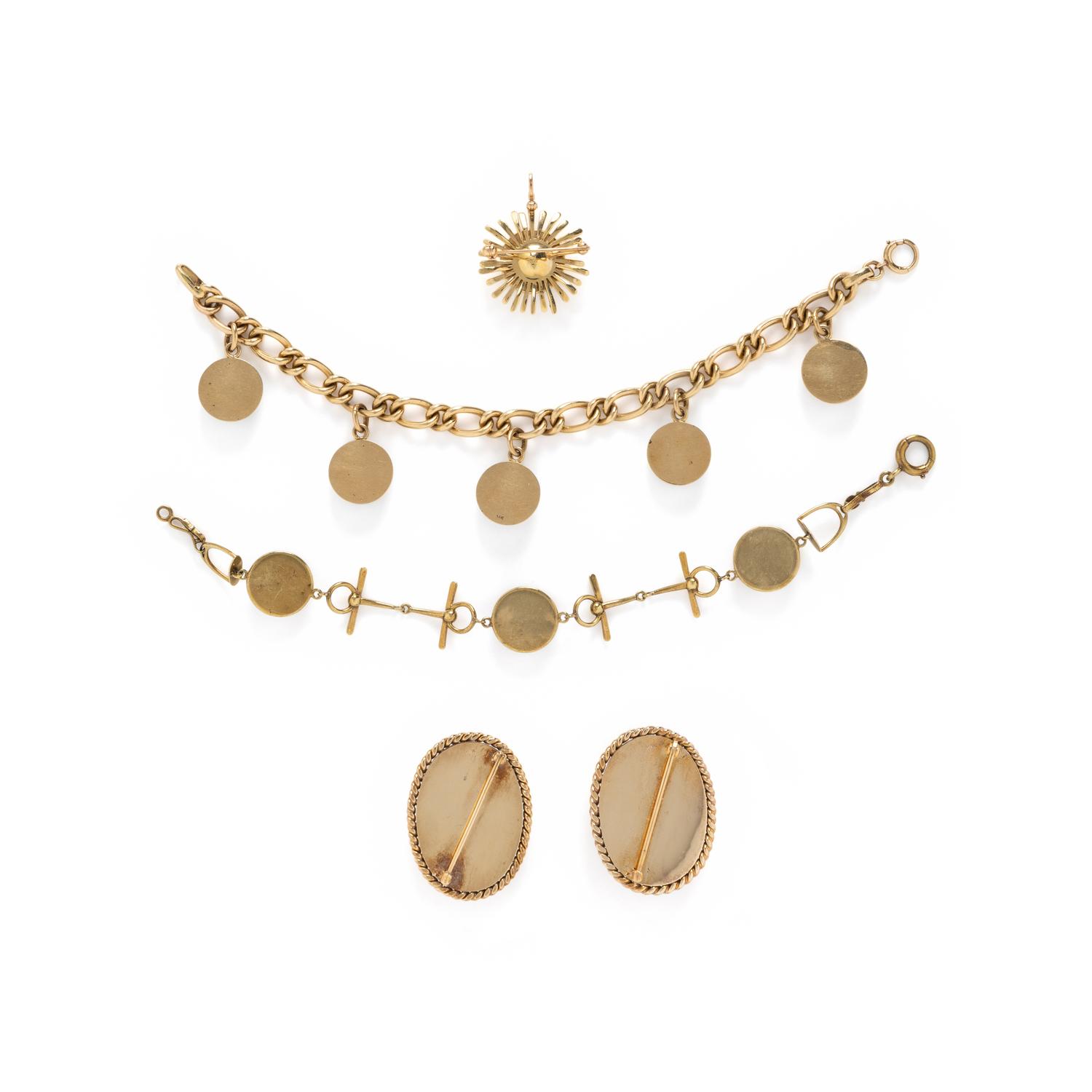 COLLECTION OF REVERSE PAINTED CRYSTAL JEWELRY