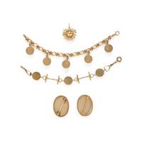 COLLECTION OF REVERSE PAINTED CRYSTAL JEWELRY