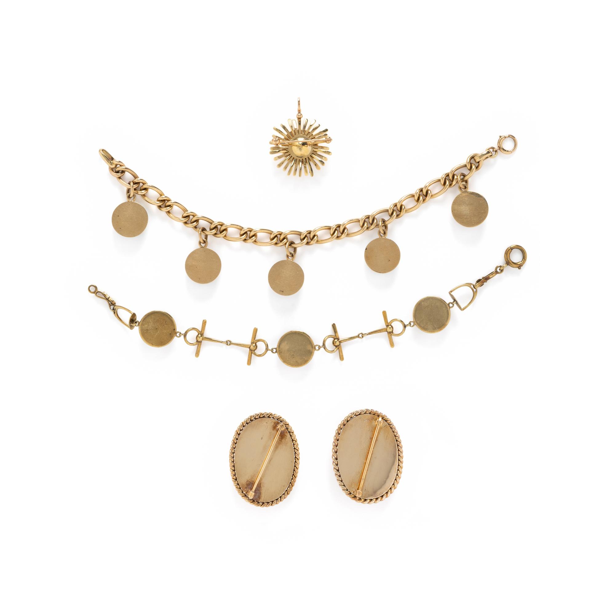 COLLECTION OF REVERSE PAINTED CRYSTAL JEWELRY