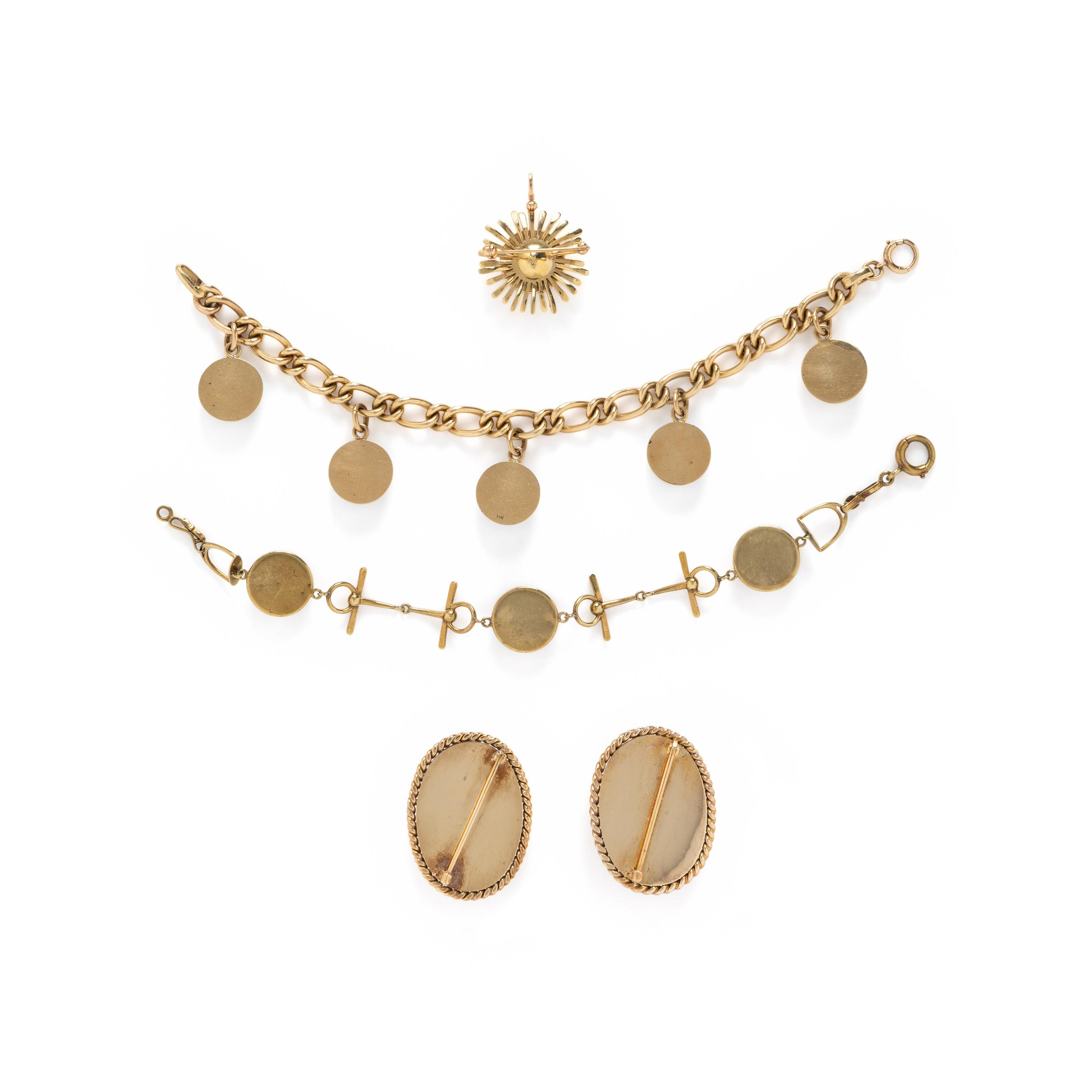 COLLECTION OF REVERSE PAINTED CRYSTAL JEWELRY