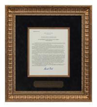 FORD, Gerald R. (1913-2006). Souvenir copy signed, a copy of his message to the American people announcing the pardon of Richard M. Nixon. Washington, D. C., The White House, n.d.