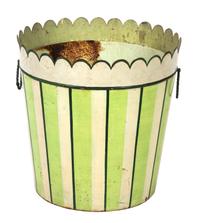 A Green and White Painted Tole Bucket Height 18 inches. — 20TH CENTURY