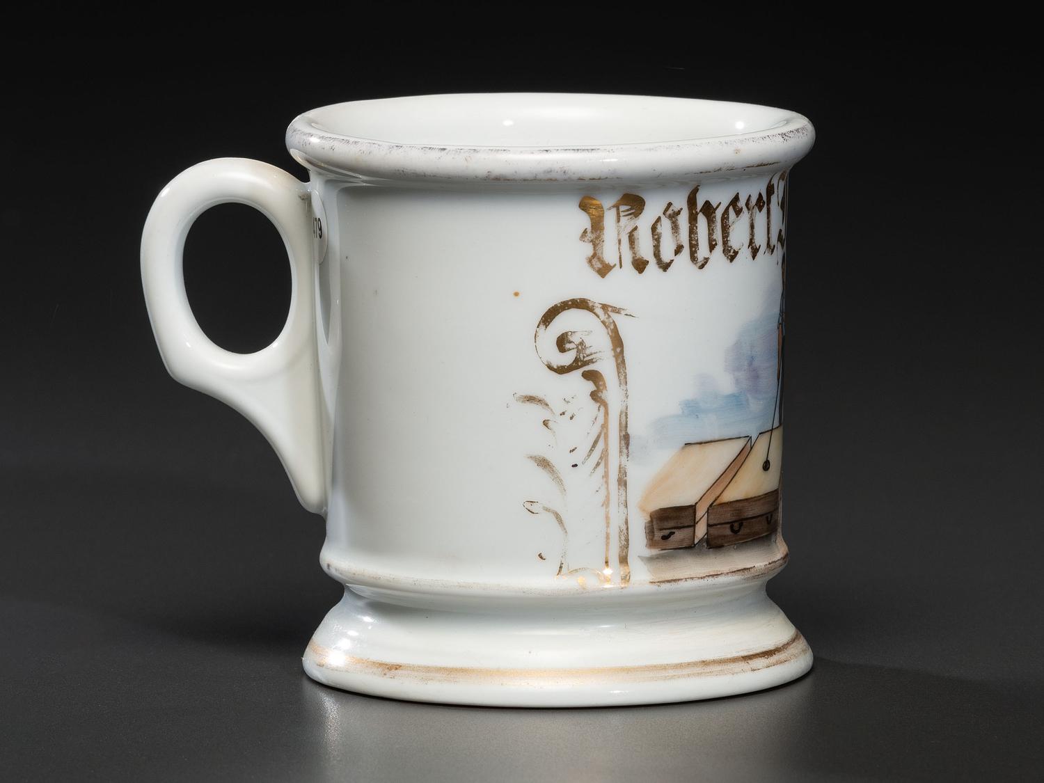 A Foundry Worker's Porcelain Occupational Shaving Mug