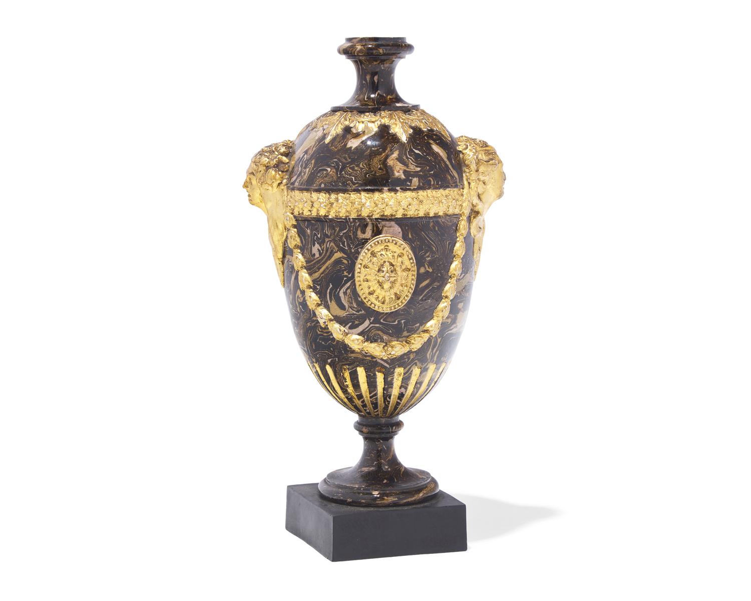 A James Neale and Co. Gilt Decorated Agateware Urn