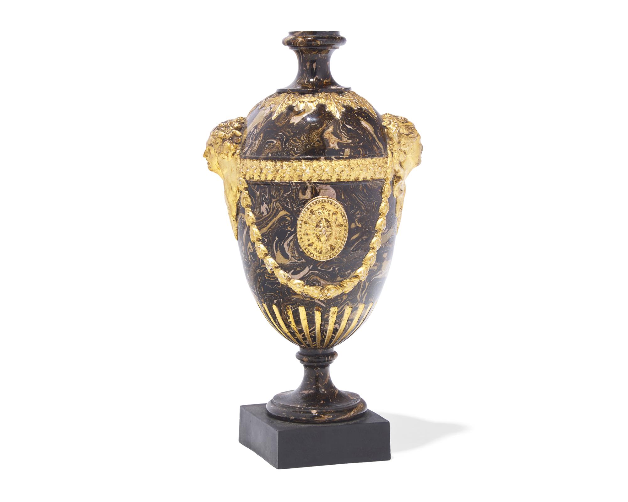 A James Neale and Co. Gilt Decorated Agateware Urn