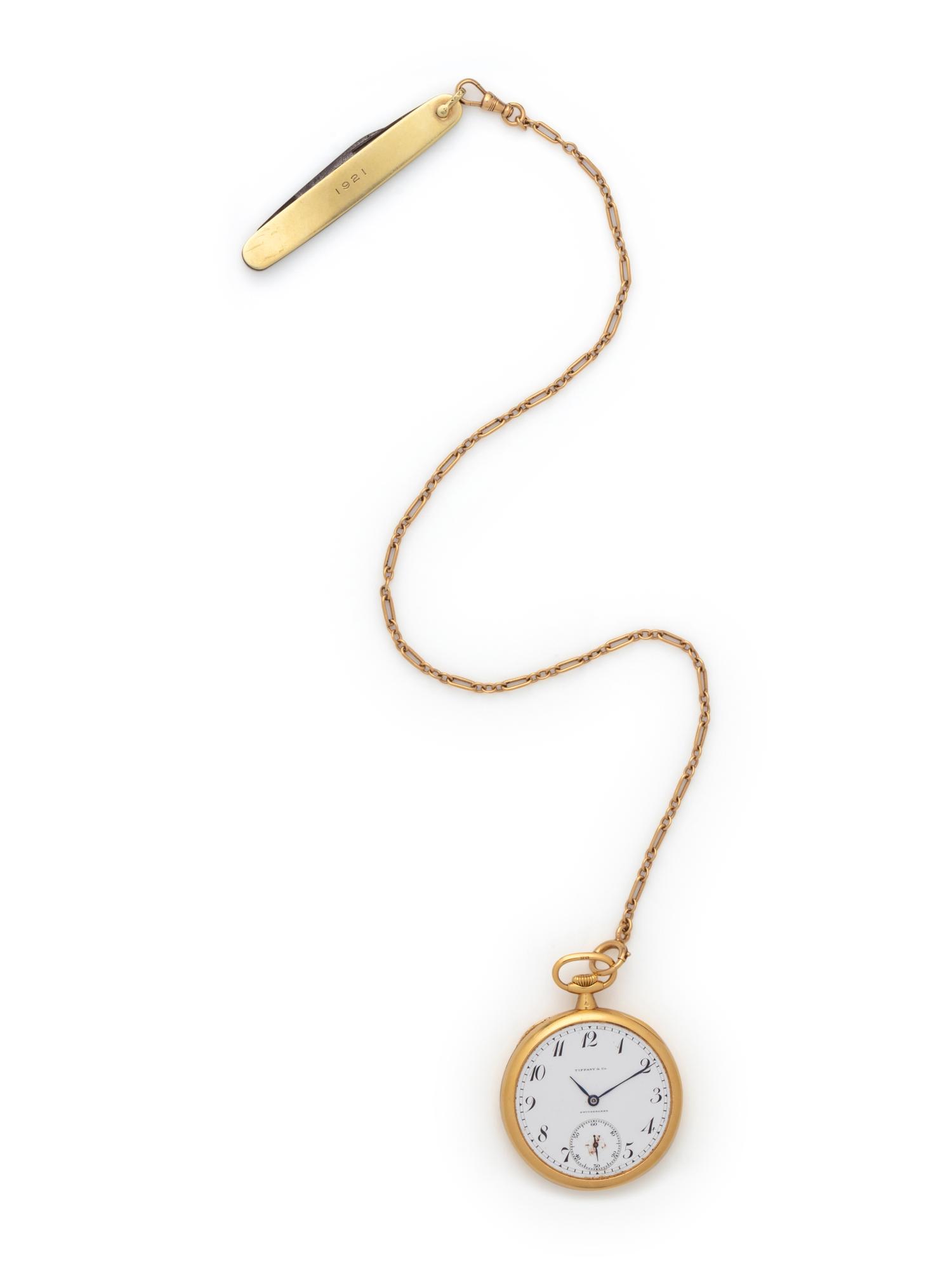 PATEK PHILIPPE & CO. FOR TIFFANY & CO., POCKET WATCH WITH FOB CHAIN AND POCKET KNIFE