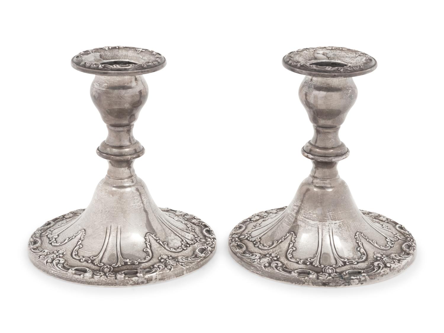 A Pair of American Silver Candlesticks