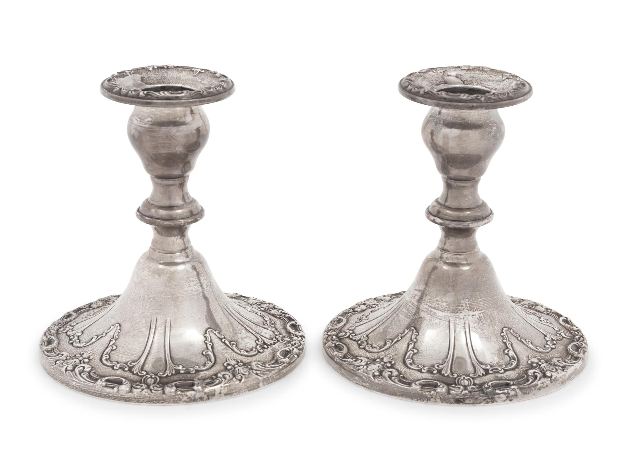 A Pair of American Silver Candlesticks