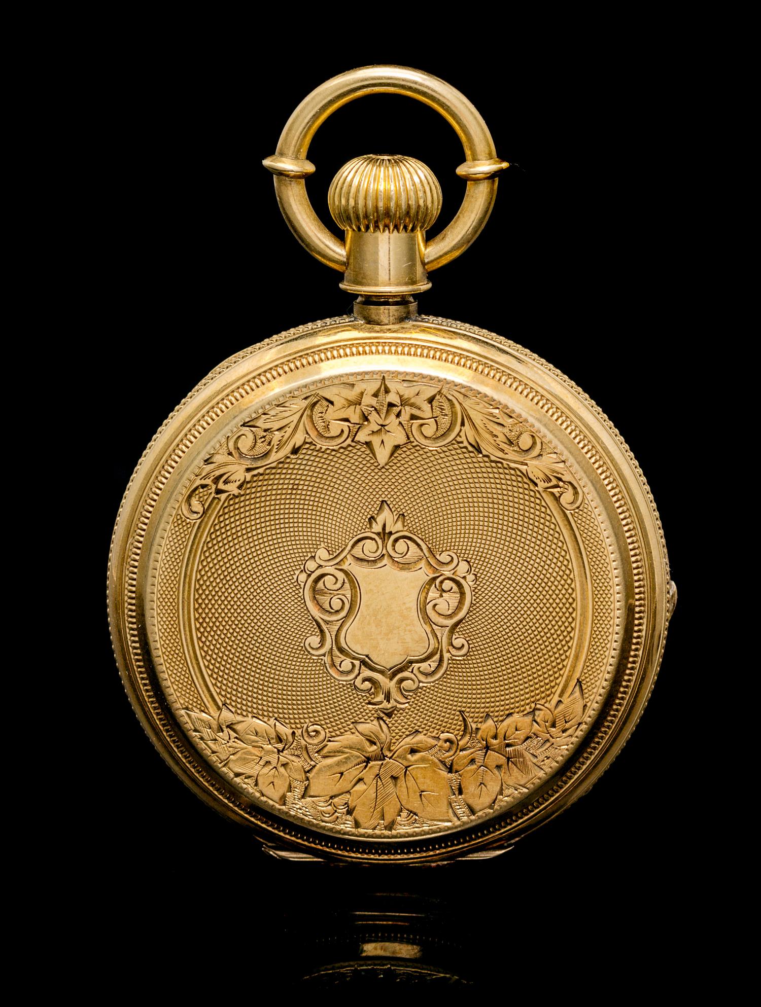 An 18 Karat Yellow Gold Hunter Case Pocket Watch, Waltham, Circa 1876,