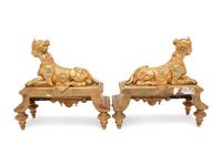A Pair of Régence Style Gilt Bronze Chenets