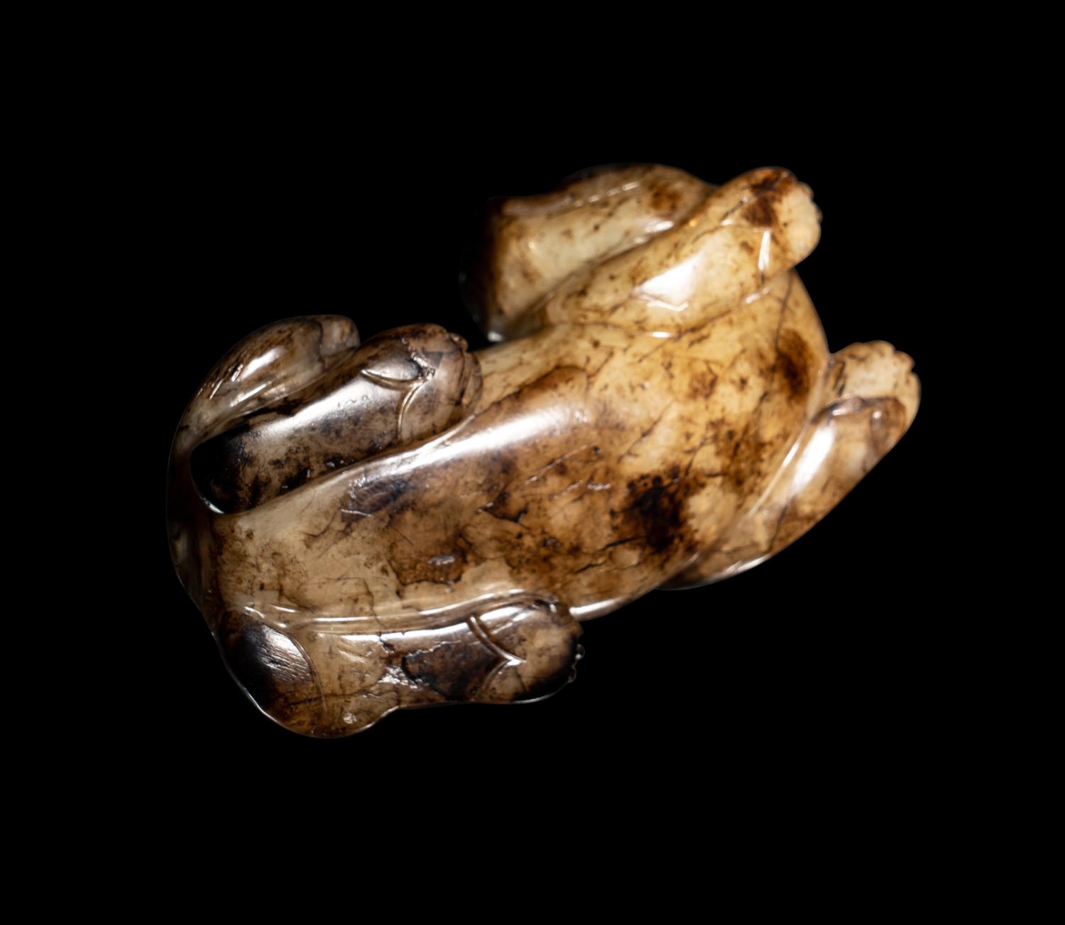 Two Chinese Mottled Jade Figures of Beasts