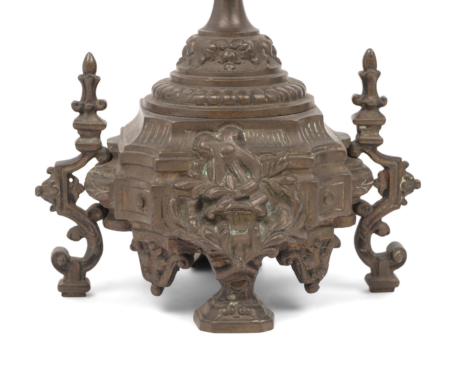 A Pair of French Neoclassical Bronze Four-Light Candelabra