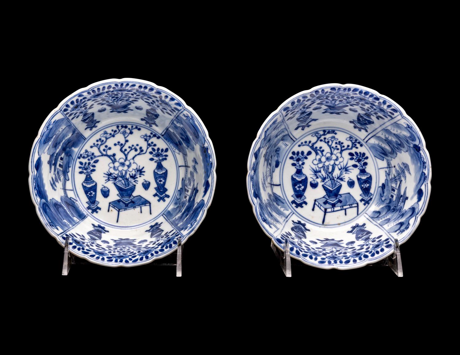 A Chinese Cafe-Au-Lait Glazed and Blue and White Decorated Porcelain Bowl