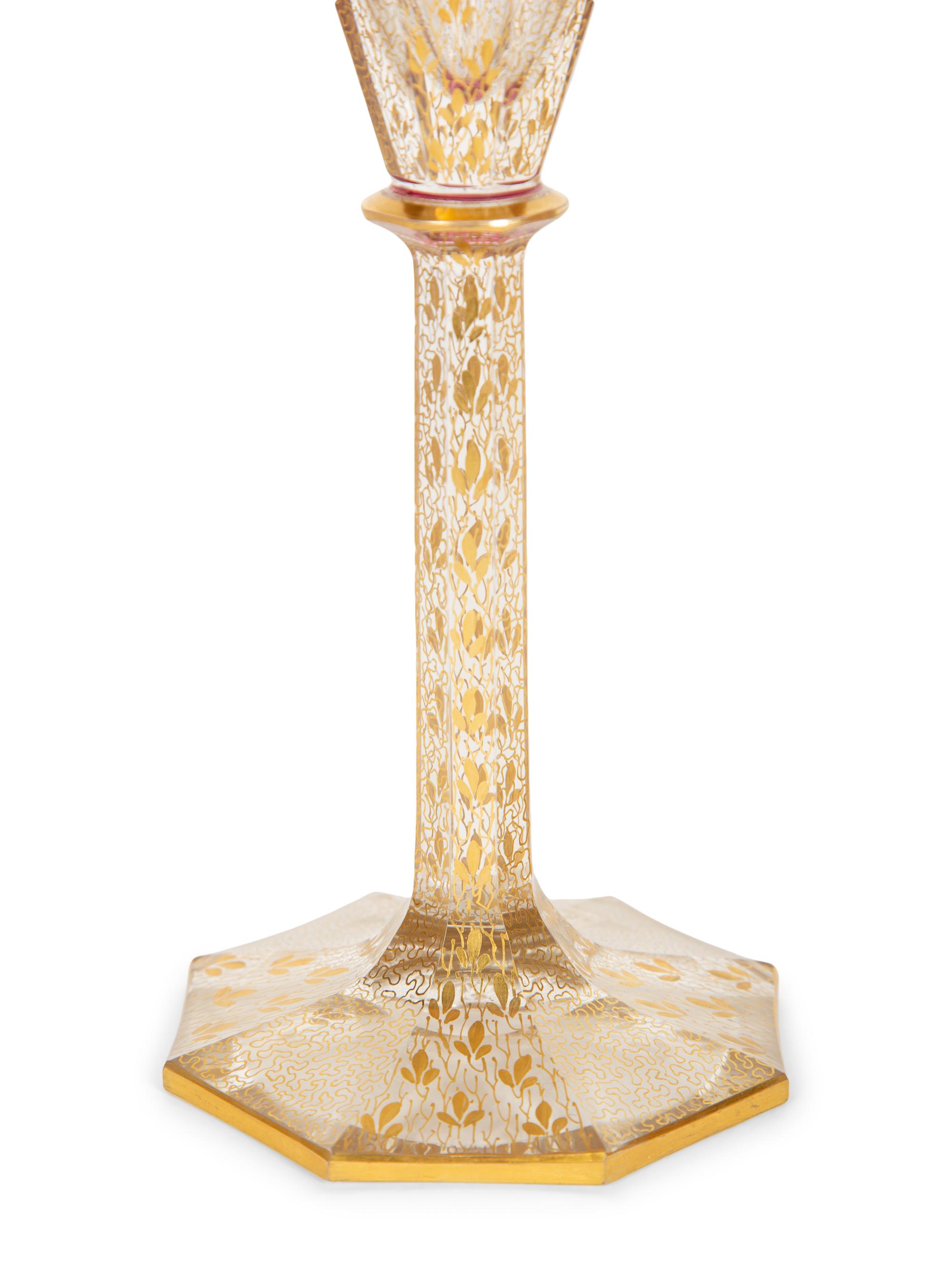 A Set of Bohemian Gilt Decorated Glass Stemware