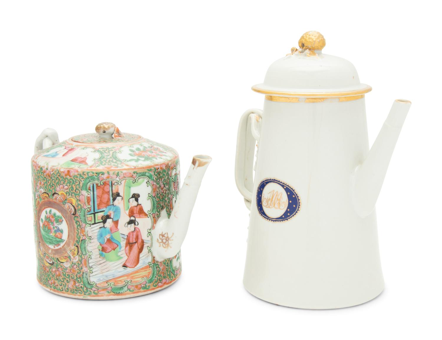Two Chinese Export Porcelain Teapots