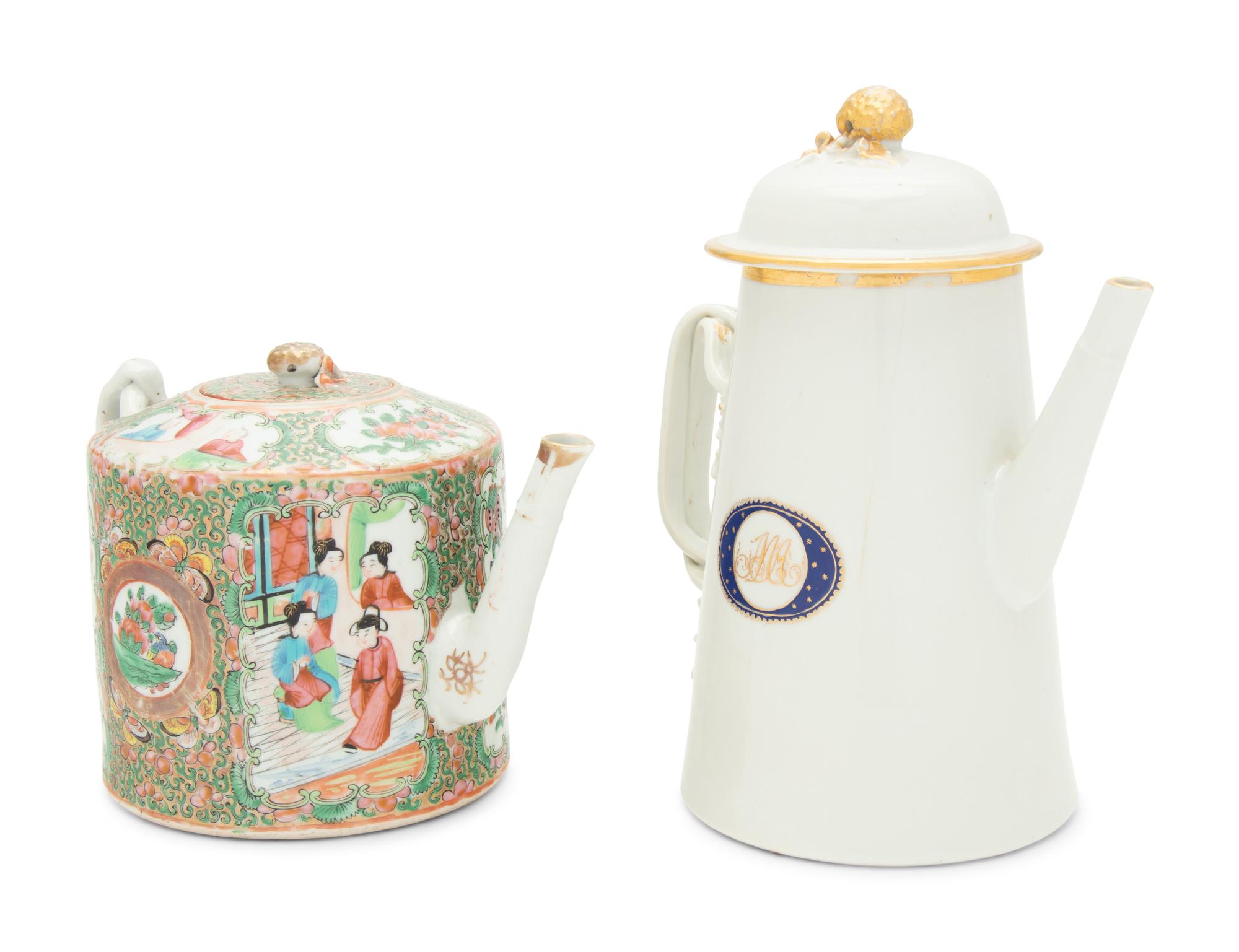 Two Chinese Export Porcelain Teapots