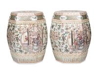 A Pair of Chinese Export Famille Rose Porcelain Garden Seats