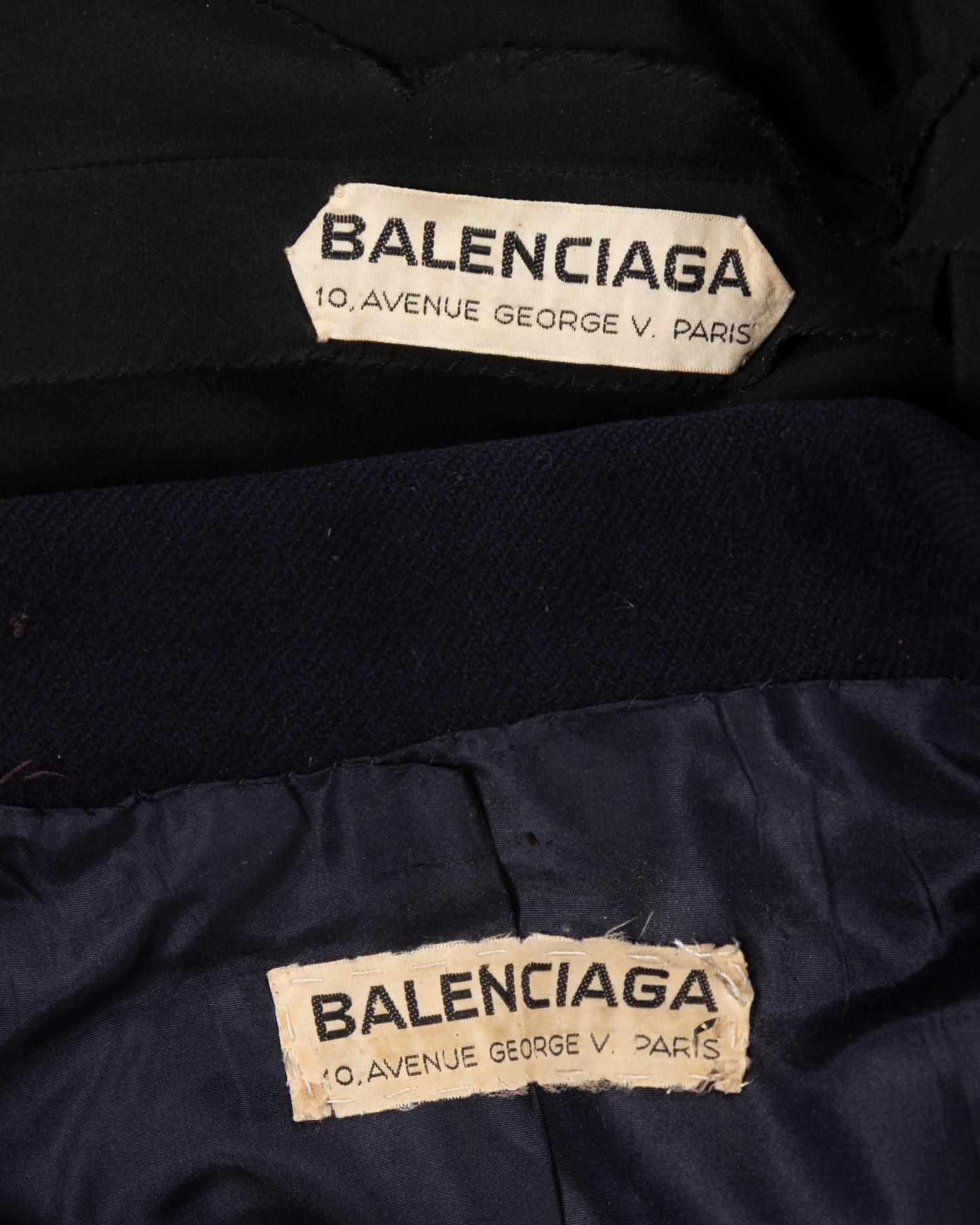 Three Designer Ensembles: Two Balenciaga Haute Couture; One Skirt Suit, One Dress, and One Givenchy Coat, 1980-90s