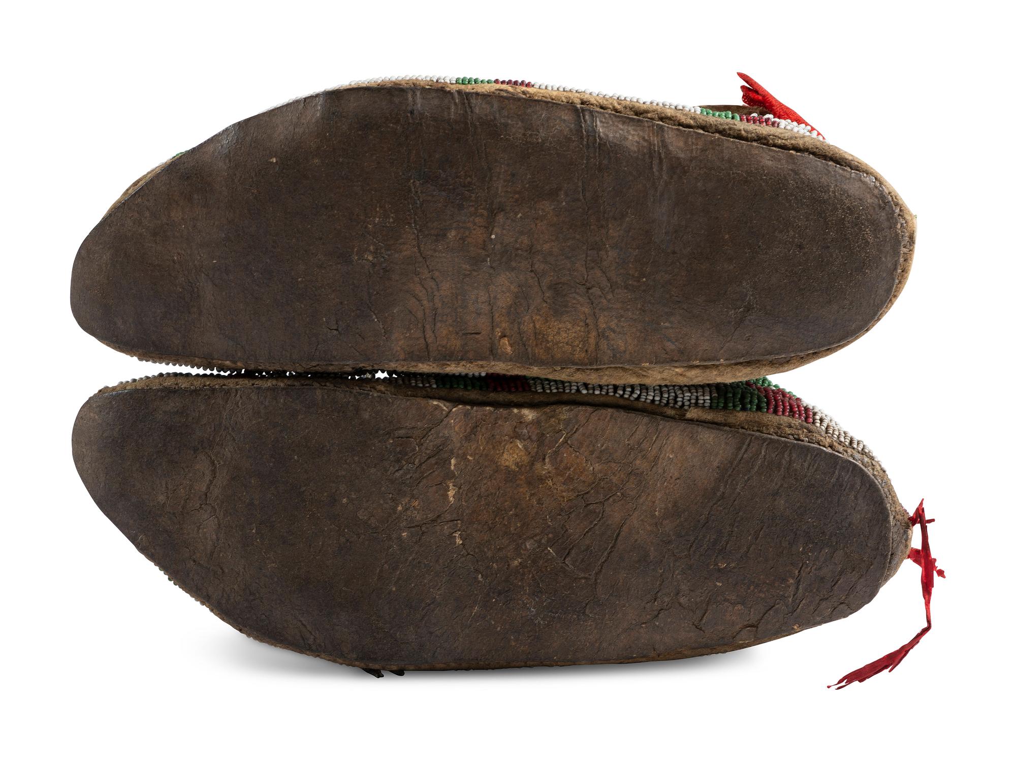 Sioux Beaded Buffalo Hide Moccasins