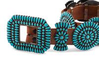 Navajo or Zuni Sterling Silver and Turquoise Cluster Concha Belt