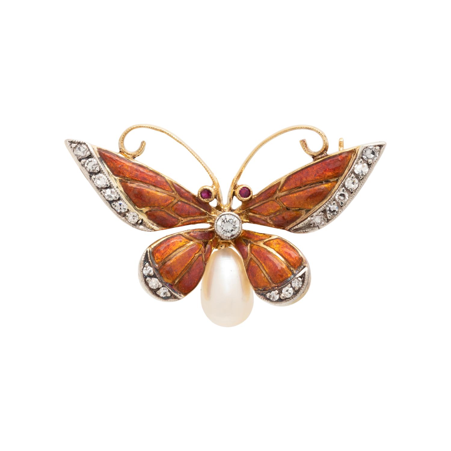EVELYN CLOTHIER, DIAMOND, MULTIGEM AND ENAMEL BUTTERFLY BROOCH