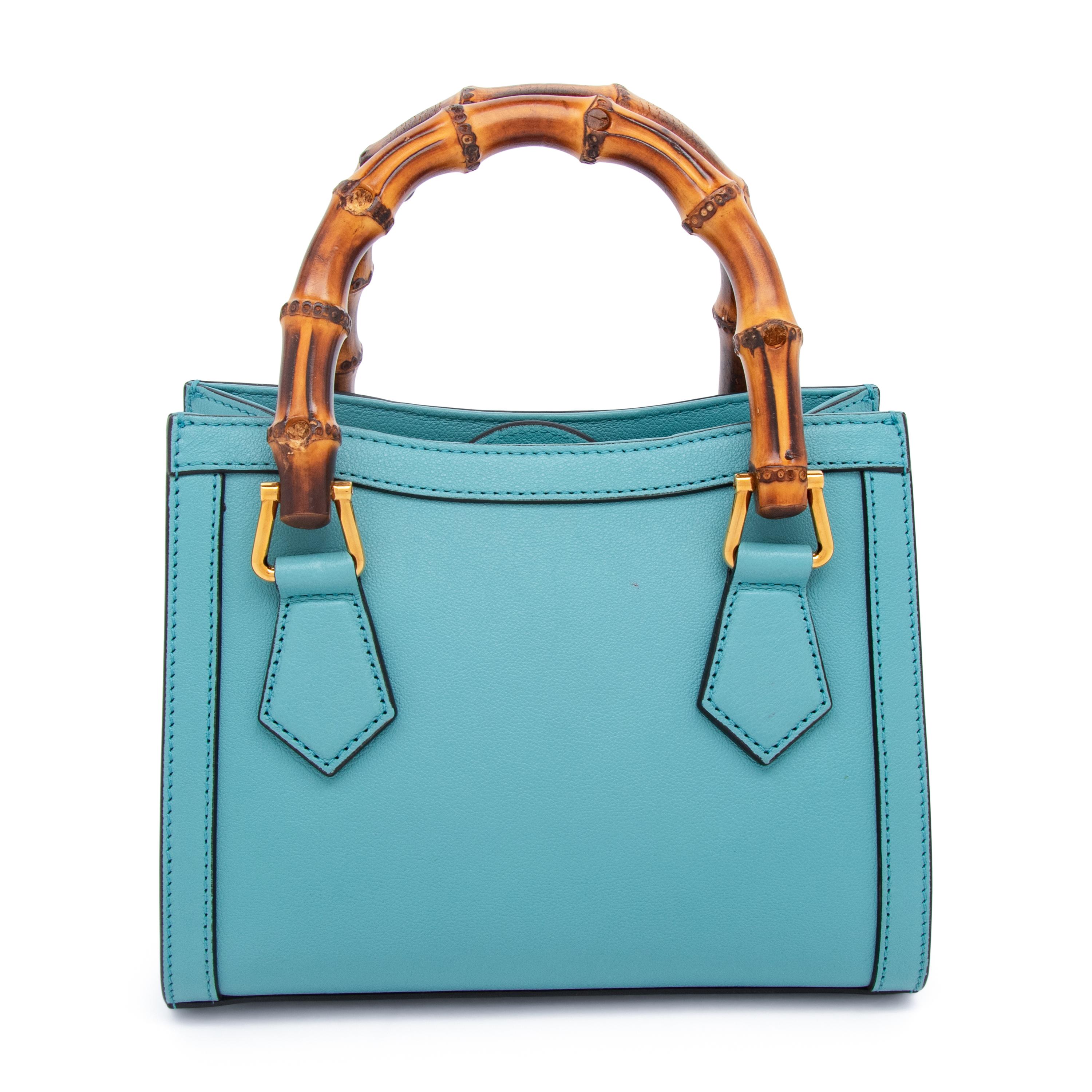 GUCCI, SMALL BLUE DIANA BAG