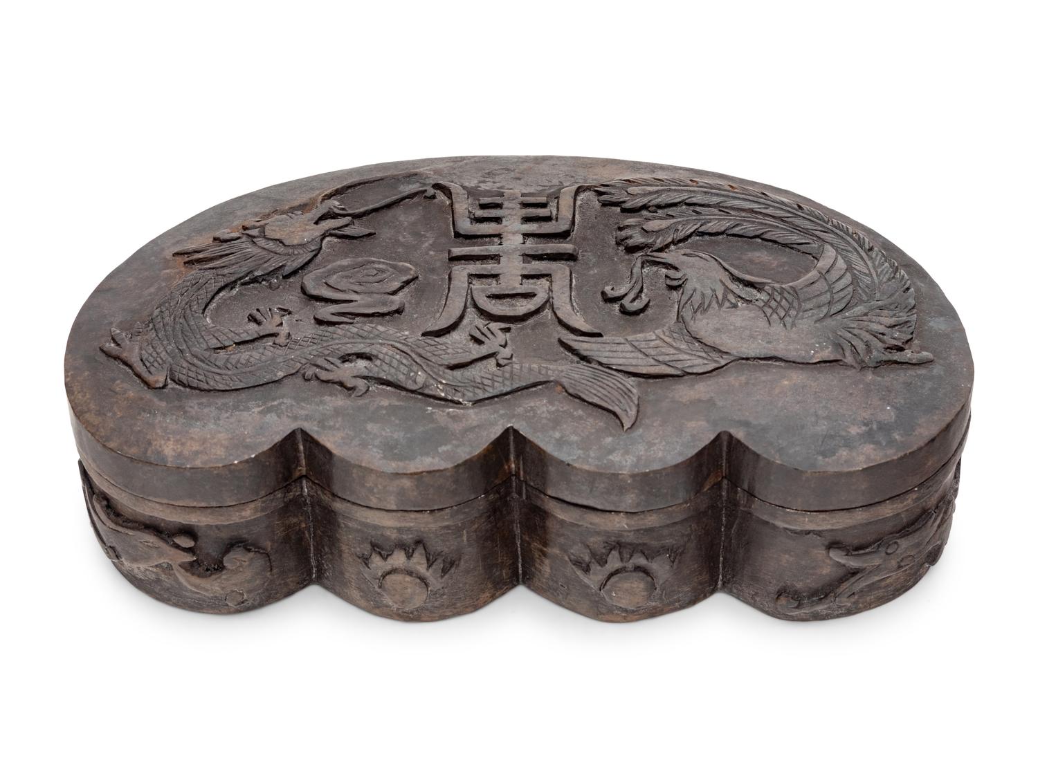 A Chinese Export Metal Box with Dragons