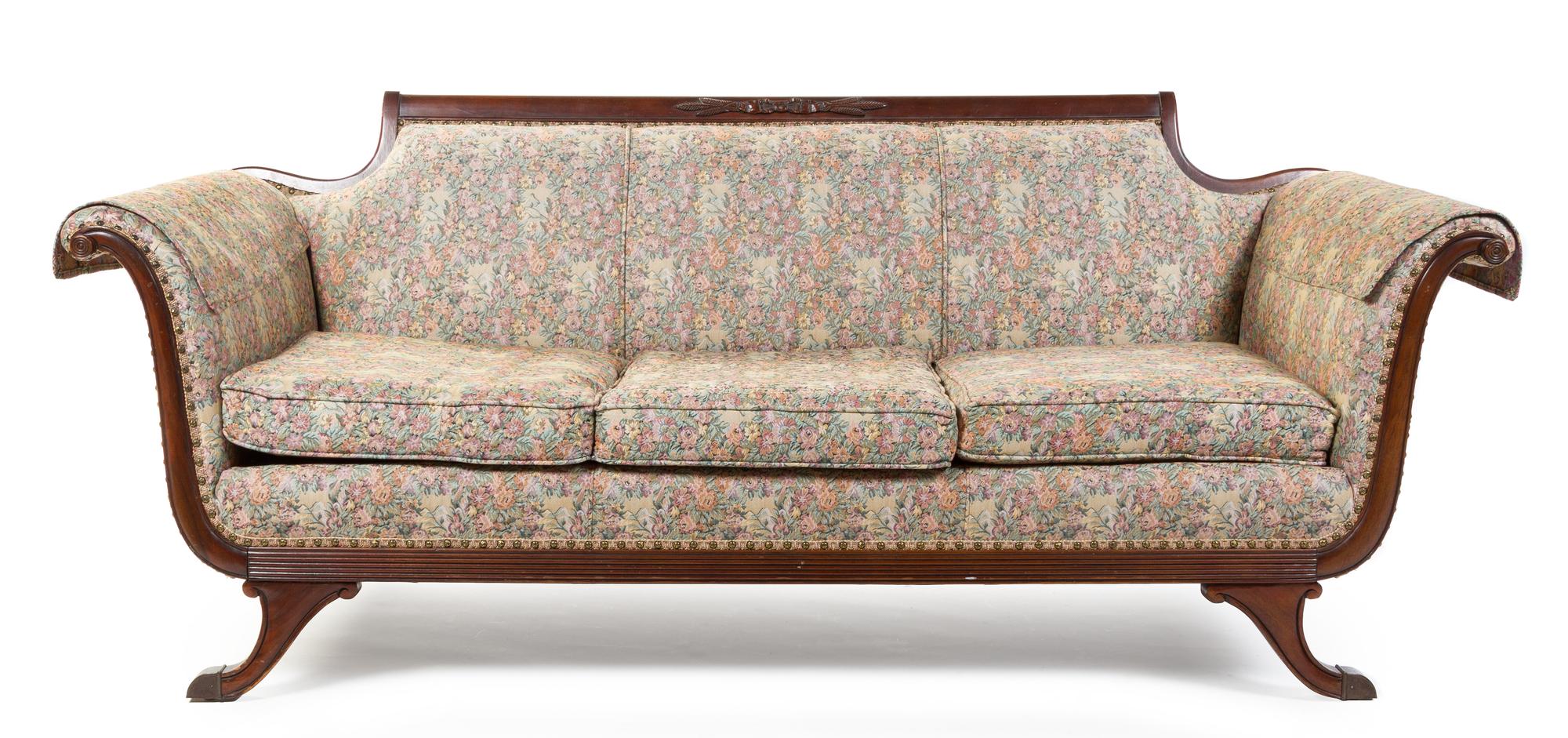 An American Federal Style Mahogany Settee Width 79 inches. — 19TH/20TH CENTURY